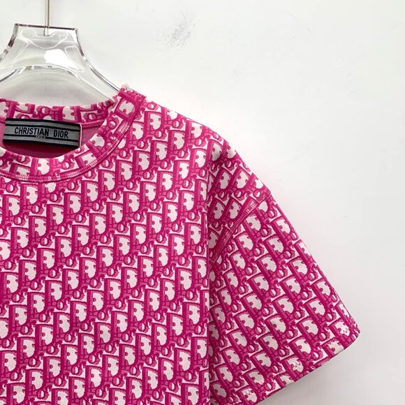 Dior Pink logo jacquard full-print cotton crewneck T-shirt - Picture 3 of 9
